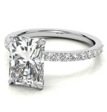 Radiant Cut Moissanite Pave Set Bridal Ring Set