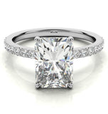 Radiant Cut Moissanite Pave Set Bridal Ring Set