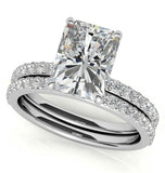 Radiant Cut Moissanite Pave Set Bridal Ring Set