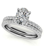 Oval Cut Moissanite Pave Set Bridal Ring Set