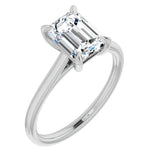 Emerald Cut Moissanite Solitaire Engagement Ring