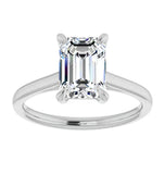 Emerald Cut Moissanite Solitaire Engagement Ring