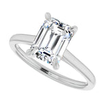 Emerald Cut Moissanite Solitaire Engagement Ring