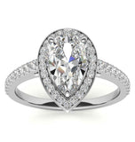 Pear Cut Moissanite Halo Bridal Ring Set