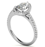 Pear Cut Moissanite Halo Bridal Ring Set