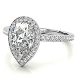 Pear Cut Moissanite Halo Bridal Ring Set