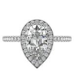 Pear Cut Moissanite Halo Bridal Ring Set