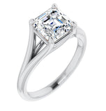 Moissanite VVS1 Asscher Cut Solitaire Ring