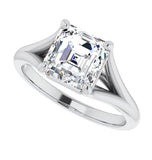 Moissanite VVS1 Asscher Cut Solitaire Ring