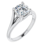 Cushion Cut Split Shank Solitaire Wedding Ring