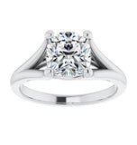 Cushion Cut Split Shank Solitaire Wedding Ring