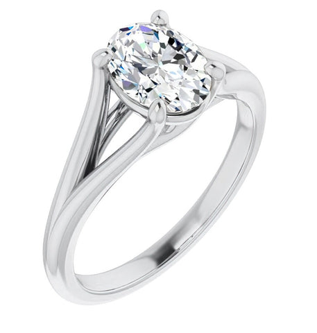 Split Shank Oval Cut Moissanite Diamond Solitaire Ring