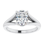 Split Shank Oval Cut Moissanite Diamond Solitaire Ring