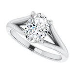 Split Shank Oval Cut Moissanite Diamond Solitaire Ring