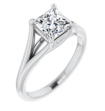 Princess Cut Split Shank Solitaire Engagement Ring