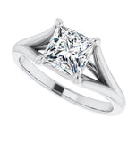 Princess Cut Split Shank Solitaire Engagement Ring