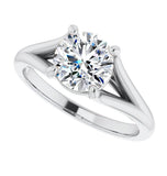 Round Cut Moissanite Split Shank Solitaire Ring