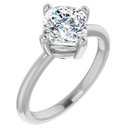 Cushion Cut Moissanite Unique Solitaire Engagement Ring