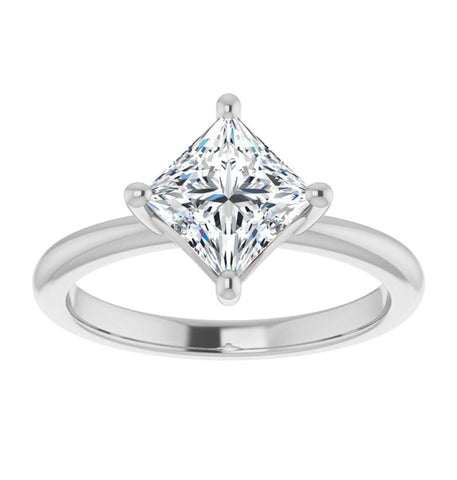 Princess Cut Moissanite Solitaire Engagement Ring