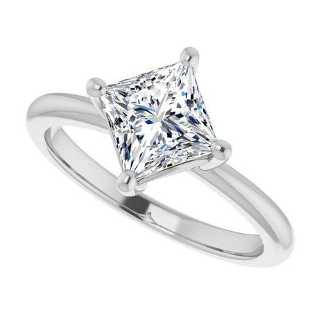 Princess Cut Moissanite Solitaire Engagement Ring