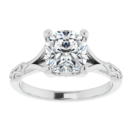 Cushion Cut Moissanite Diamond Solitaire Engagement Ring