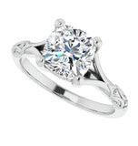 Cushion Cut Moissanite Diamond Solitaire Engagement Ring