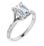 Emerald Cut Moissanite Diamond Antique Solitaire Ring