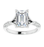 Emerald Cut Moissanite Diamond Antique Solitaire Ring