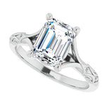 Emerald Cut Moissanite Diamond Antique Solitaire Ring