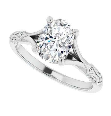 Oval Cut Moissanite Solitaire Vintage Ring For Women