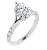 Moissanite Colorless Pear Cut Solitaire Wedding Ring