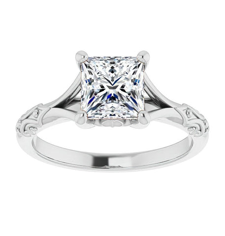 Princess Cut Moissanite Vintage Engagement Ring