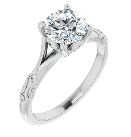 Moissanite Round Cut Vintage Style Solitaire Promise Ring