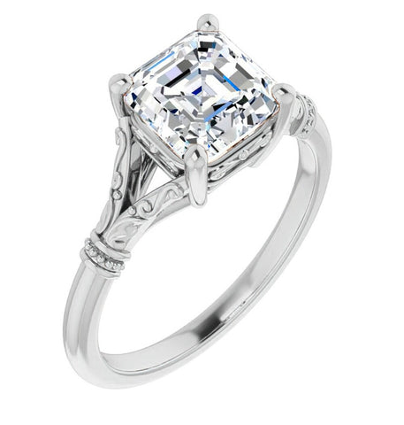 Asscher Cut Moissanite Diamond Wedding Promise Ring