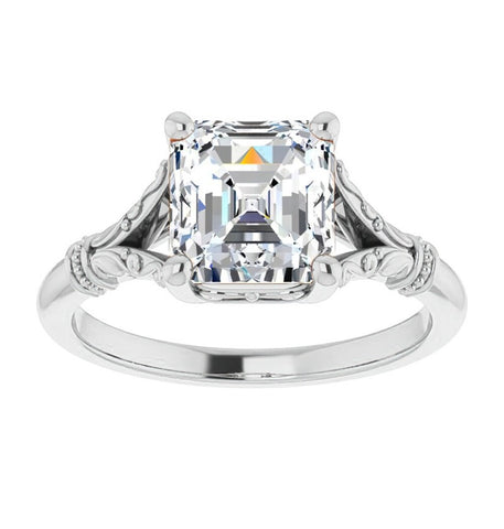 Asscher Cut Moissanite Diamond Wedding Promise Ring