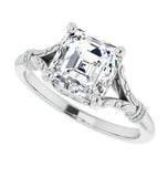 Asscher Cut Moissanite Diamond Wedding Promise Ring