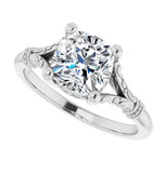 Cushion Cut Vintage Solitaire Moissanite Ring For Her