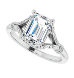 Moissanite Emerald Cut Vintage Engagement Ring