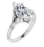 Marquise Cut Moissanite Split Shank Art Deco Engagement Ring