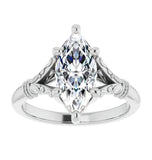 Marquise Cut Moissanite Split Shank Art Deco Engagement Ring