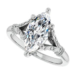 Marquise Cut Moissanite Split Shank Art Deco Engagement Ring