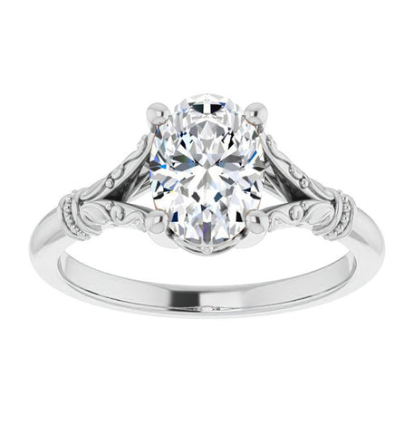 Moissanite Oval Cut Vintage Solitaire Engagement RIng