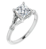 Princess Cut Moissanite Vintage Solitaire Ring