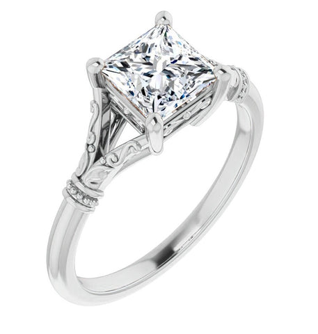 Princess Cut Moissanite Vintage Solitaire Ring