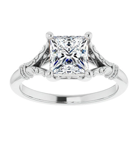 Princess Cut Moissanite Vintage Solitaire Ring