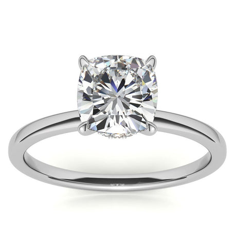 Cushion Cut VVS1 Moissanite Hidden Halo Ring