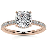 Moissanite Diamond Cushion Cut Hidden Halo Ring Set