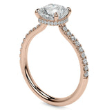 Moissanite Diamond Cushion Cut Hidden Halo Ring Set