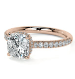 Moissanite Diamond Cushion Cut Hidden Halo Ring Set