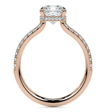 Moissanite Diamond Cushion Cut Hidden Halo Ring Set